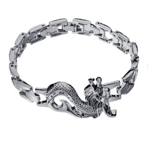 Hematite Color Silver Dragon Bracelet 198-H
